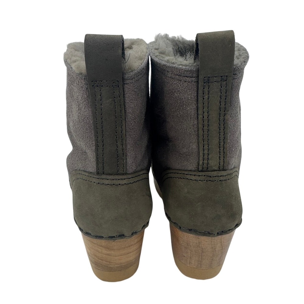 No. 6 Store 5inch Pull on Shearling Boot Mid Heel Smoke Gray Olive EU 36 - Picture 4 of 10